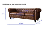 WILLIAMSPACE 88.2" Chesterfield Sofa Couch for Living Room, 3 Seater Couches Upholstered Tufted PU Sectional Sofa for Office Apartment - Brown WILLIAMSPACE
