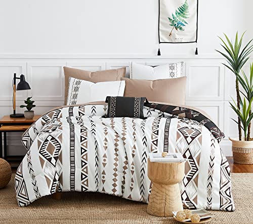 Geniospin King Size Comforter Set- 7 Pieces Boho Bed in a Bag, Western Bedding Set for All Seasons, Reversible Aztec Bedding, Lightweight Comforter Bed Set with Sheets, Pillowcases & Shams Geniospin