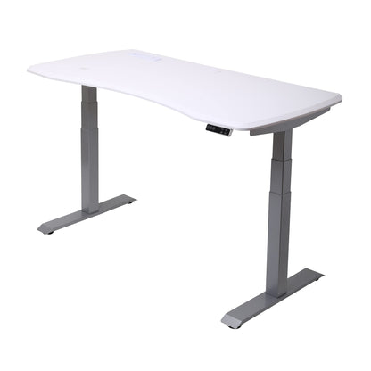 WorkPro® Electric Height-Adjustable Standing Desk with Wireless Charging, 60", White - WoodArtSupply