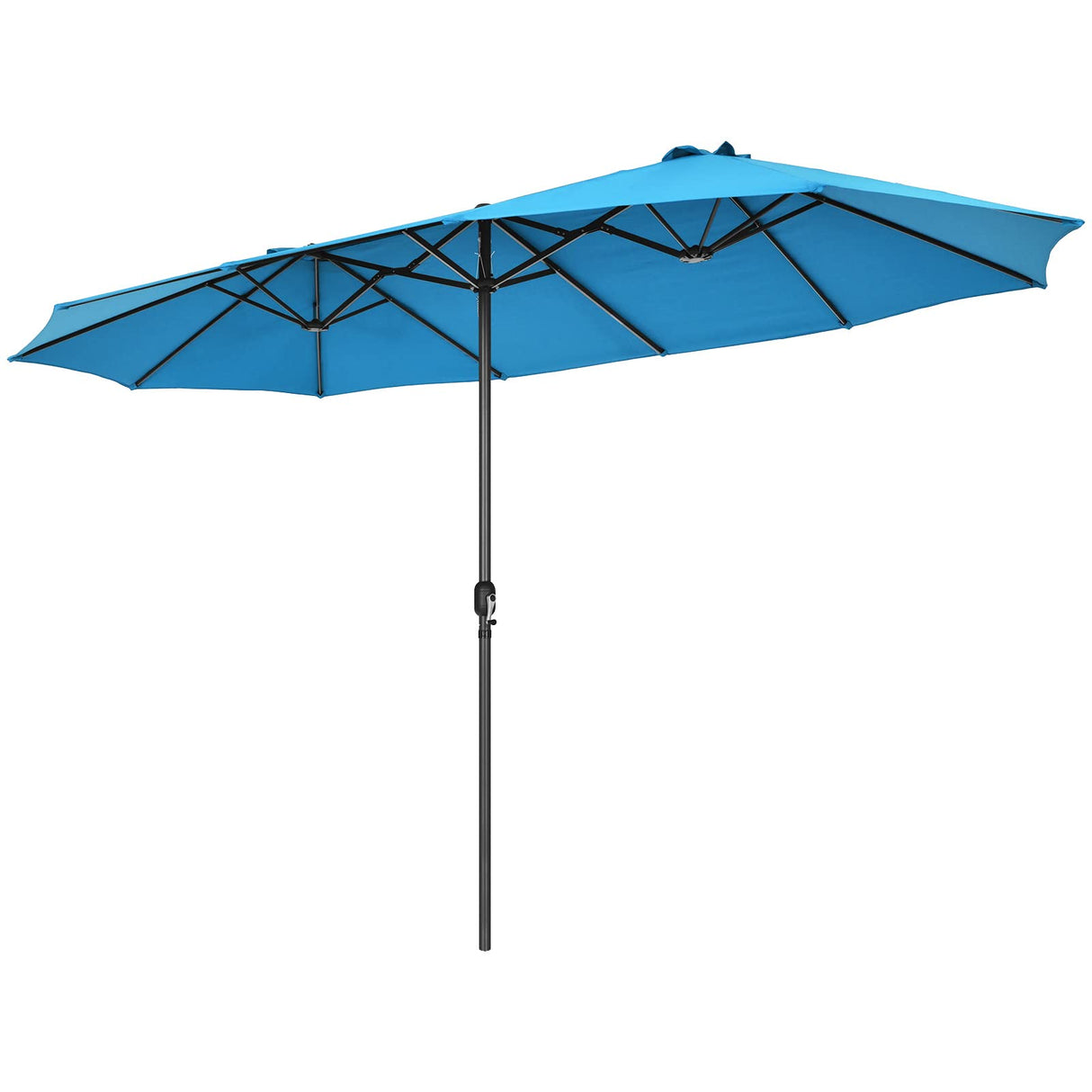 Tangkula 15Ft Double-Sided Patio Umbrella, Outdoor Extra Large Umbrella W/Hand-Crank System & Air Vents, Market Twin Umbrella W/ 12-Rib Sturdy Metal Frame for Poolside, Garden Backyard (Blue) Tangkula