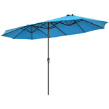 Tangkula 15Ft Double-Sided Patio Umbrella, Outdoor Extra Large Umbrella W/Hand-Crank System & Air Vents, Market Twin Umbrella W/ 12-Rib Sturdy Metal Frame for Poolside, Garden Backyard (Blue) Tangkula