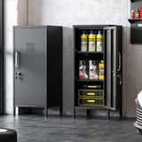 Black Metal Locker Cabinet, 35.4" H Home Office Storage Lockers, Vertical Steel Storage Cabinet with Locking Door and 2 Adjustable Shelves, Garage Tool File Cabinets for Home Office,Garage,Bathroom risuoge