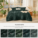 Bedsure Tufted Boho Comforter Set Queen Size - Dark Green Boho Bed Set, GentleSoft™ 3 Pieces Farmhouse Shabby Chic Embroidery Bedding, Gifts for Woman, Soft Jacquard Queen Comforter for All Seasons Bedsure