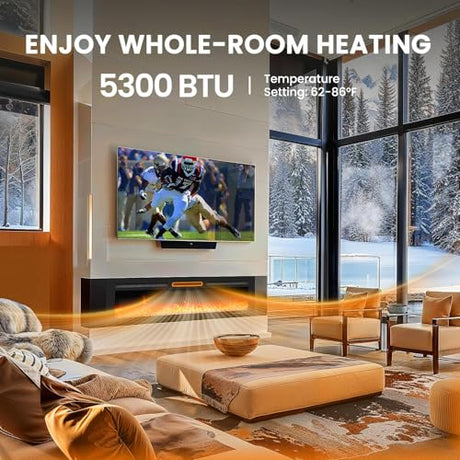 Marsail 50″ Electric Fireplace Heater with App & Remote Control, 5300 BTU Heat Output, Ultra-Slim Wall-Mounted or Recessed Electric Fireplace Inserts with Timer, 20 Flame Colors,SLELF02B-50 Marsail