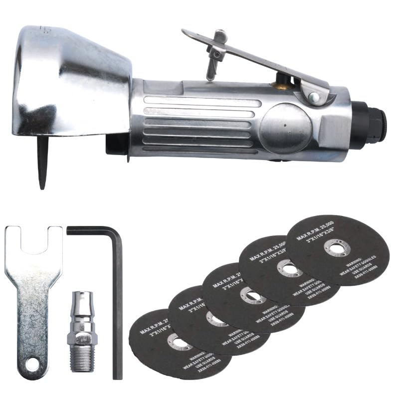 Air Cut Off Tool 3 Inch Pneumatic Cutoff Tool 22000RPM with 6 Wheel Blades for Metal Fiberglass Plastic Sheet Wood DIY Projects Mefape