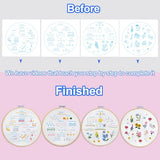 Sutesloly Hand Embroidery Kit for Beginners Adults, 4 Sets Learn to Floral Patterns Simple Starter kit for Beginners, Easy Practice Kit, 7.8inch Hoop, DIY Craft Gift for Women, Pink and Blue
