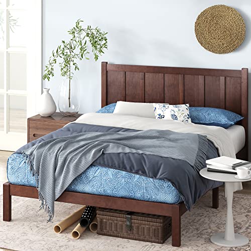 Zinus Adrian King Size Rustic Wood Platform Bed with Headboard – No Box Spring Needed Zinus