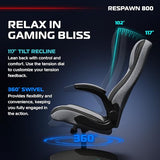 RESPAWN 800 Gaming Chair Floor, Swivel Rocker Gaming Chair, High Back Ergonomic Floor Gaming Chair for Kids and Adults, Gaming Recliner, Floor Rocker Chair with Armrests - Grey Fabric RESPAWN