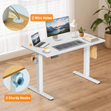 DUMOS Height Adjustable Electric Standing Desk, 47.2 x 23.6 Sit Stand Workstation with Memory Presets, Hooks & Cable Management, Ergonomic Computer Table for Home Office, White DUMOS