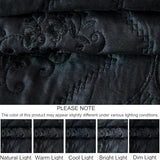 Cmfshape Floral Embroidery Quilt Set,3 Pieces Queen Quilt Bedding Set,Classic Diamond Pattern Quilts,Ultra Soft Lightweight Reversible Bedspread Coverlets for All Season(Black,90"x90") Cmfshape
