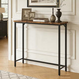 Tujurich Narrow Entryway Console Table & Sofa Side Table - Industrial Hallway Table for Small Spaces, Behind Couch Table, Multi-Functional Living Room Bedroom Office,Brown, 29.5" x 9.4" x 29.5" Tujurich