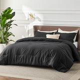 Bedsure Full Comforter Set - Black Soft Bedding for All Seasons, Cationic Dyed Bed Set, 3 Pieces, 1 Full Size Comforter (82"x86") and 2 Pillow Shams (20"x26"+2") Bedsure
