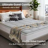 Tiita Queen Memory Foam Mattress Topper, 4" Thicken Futon Floor Mattress with Storage Bag and 2 Straps, Portable Roll Up Travel Car Camping Mattress Sleeping Pad, Grey Tiita