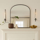 Remenna Metal Wall Candle Sconce Holder Set of 2 Wall Mount Candle Holders Modern Wall Candle Sconces Hanging for Living Room Farmhouse Fireplace Wedding 16.5"×5"×3" (Black) Remenna