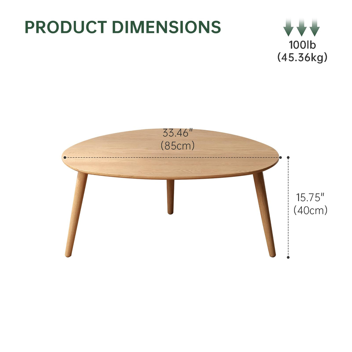 Wayshome Small Oval Coffee Table, 100% Solid Wood Coffee Tables Mid Century Modern Table for Living Room Side Table End Tables for Home(Original Wood Color, 33.46''x22.83''x15.74'') Wayshome