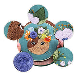 Mozzyyee Embroidery Starter kit, DIY Adult Beginner Embroidery Kits, Including Cloth with Cat Patterns, Colored Threads, Needles, Hoops and Instructions (Blue)