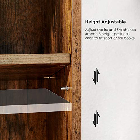VASAGLE 5-Tier Adjustable Bookshelf in Rustic Brown - Stylish Floor Standing Unit VASAGLE