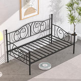VECELO Metal Daybed Frame Multifunctional Platform Bed Sofa Mattress Foundation with Classic Headboard, Twin, Black VECELO