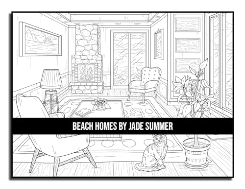 Beach Homes: An Adult Coloring Book with Beautiful Vacation Houses, Charming Interior Designs, and Relaxing Nature Scenes WoodArtSupply