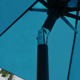 Sunnyglade 9' Solar LED Lighted Patio Umbrella with 8 Ribs/Tilt Adjustment and Crank Lift System (Teal Blue) Sunnyglade