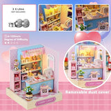 Flever Dollhouse Miniature DIY House Kit Creative Room with Furniture for Romantic Valentine's Gift (Yummy Candy)