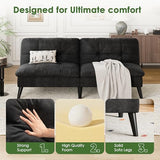 Vongrasig Futon Sofa Bed Velvet Futon Couch with Adjustable Backrest, Small Convertible Folding Sleeper Sofa Bed, Modern Loveseat for Living Room, Bedroom and Small Space, Black Vongrasig