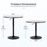 Athena Collection Bar Table Modern Round Cocktail Table Height Adjustable, Tall Bistro Pub Table with Sturdy Base, Suitable for Home, Kitchen, Pub, Restaurant, Silver Athena Collection