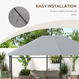Outsunny 10' x 13' Gazebo Canopy Replacement, Outdoor Gazebo Cover Top Roof Replacement with Vents and Drain Holes, (TOP Cover ONLY), Light Gray Outsunny