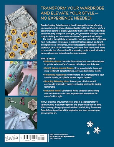 Easy Embroidery Embellishment: Learn to Customize Your Clothes with Simple Stitch Techniques WoodArtSupply
