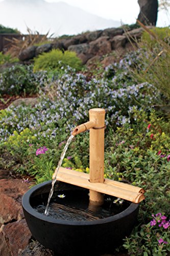 Bamboo Accents Zen Garden Water Fountain Kit - Adjustable Spout with Smooth Matte Finish, includes Submersible Pump - Ideal for Indoor & Outdoor Use, Container Not Included (12" Adj Half-Roun - WoodArtSupply