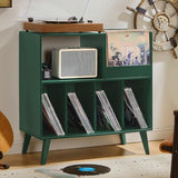 LELELINKY Large Record Player Stand, Turntable Stand with Storage, Vinyl Record Holder with Display Area, Record Player Table Holds Up to 300 Albums, Record Stand for Music Room Living Room LELELINKY
