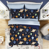 Full Kids Comforter Set - 7 Pieces Full Bedding Sets for Boys Teen, Glow in The Dark Space Bed in A Bag with Sheets Kaleido Space