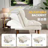Flamaker Convertible Futon Sofa Bed Futon Couch with Adjustable Back Upholstered Sleeper Sofa Bed for Living Room Furniture (Corduroy, White) Flamaker