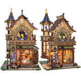 SUNNINO Miniature Dollhouse Kit, 3D Wooden Puzzles for Adults Mini House Building Kit with LED Lights Christmas Birthday Gifts Book Nook Kits Bookshelf Decor for Adults and Teens, Time Magic Club
