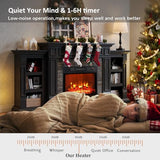 Naice 72" Electric Fireplace with Mantel and Cabinets, Fireplace TV Stand for Living Room Bedroom, Stacked Stone Surround and Remote Control 3D Realistic Flame, Black Naice