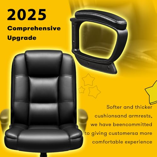 OFIKA Home Office Chair, 400LBS Big and Tall Computer Chair Heavy Duty Design, Ergonomic High Back Cushion Lumbar Back Support, Adjustable Executive Leather with Armrest OFIKA