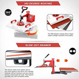 ENPAP Heat Press 15x15 Inch 8 in 1 Heat Press Machine 360-Degree Swing Away Digital T Shirt Press Machine Multifunction Sublimation Combo for T Shirts Mugs Hat Plate Cap Bottle ENPAP