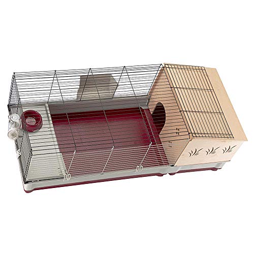 Ferplast Krolik Extra-Large Rabbit Cage w/ Wood Hutch Extension Rabbit Cage Includes All Accessories and Measures 55.9L x 23.62W x 19.68H and Includes ALL Accessories Ferplast