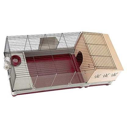 Ferplast Krolik Extra-Large Rabbit Cage w/ Wood Hutch Extension Rabbit Cage Includes All Accessories and Measures 55.9L x 23.62W x 19.68H and Includes ALL Accessories - WoodArtSupply