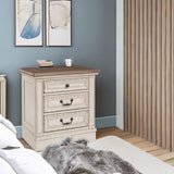 Signature Design by Ashley Realyn French Country 3 Drawer Nightstand with Electrical Outlets & USB Ports, Chipped White Signature Design by Ashley
