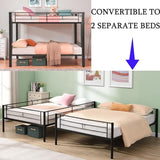 FUSVZ Metal Full Over Full Bunk Bed for Adults, Kids & Teens | Heavy Duty Convertible Bunk Bed with Sturdy Guard Rails & Dual Side Ladders | Space-Saving Durable Metal Frame | Weight Capacity 600LBS FUSVZ