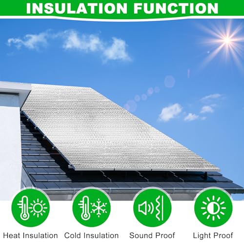 16P Garage Door Insulation Panels Kit 0.24' Thick Double Bubble Reflective Aluminum Foil Sheet Thermal Insulation Shield 120 Tapes Winter Clod and Summer Heat for Attic, Garage, Wall (24'' x  - WoodArtSupply