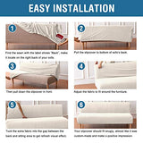 H.VERSAILTEX Armless Futon Cover Stretch Sofa Bed Slipcover Protector Elastic Feature Rich Textured High Spandex Small Checks Jacquard Fabric Futon Cover, Machine Washable, Ivory H.VERSAILTEX
