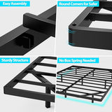 Arhomefurni Floating Bed Frame with Smart LED Lights Metal Platform Bed Easy Assembly No Box Spring Needed (Queen) Arhomefurni