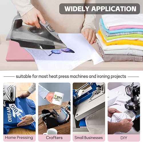 DNSGOOR 4" x 8"Heat Press Mat Silicone with Heat Resistant Tape Scrapers,0.12 Inch Thick Washable Double Sided Heat Press Pad for Vinyl Ironing Insulation Transfer Crafting Sublimation Projects DNSGOOR