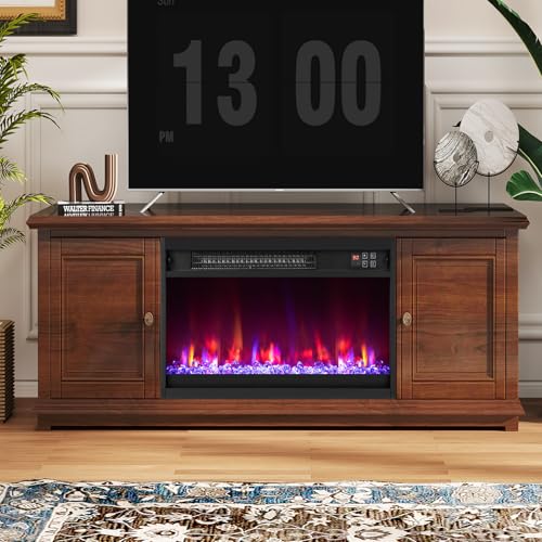 COSTWAY 23 Inch Recessed Fireplace Heater, Electric Fireplace Insert w/Multi-Color Flame & Crystal Ember Bed, Remote Control, 9H Timer, Built-in Thermostat & Overheat Protection, 1500W COSTWAY