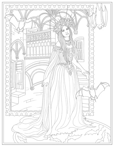 Creative Haven Gothic Fantasy Coloring Book; Skulls, Spiders, Graves, Bats, Cats, Ravens and Other Creepy Images to Color! (Adult Coloring Books: Fantasy) WoodArtSupply