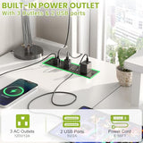 Besiost Small L Shaped Desk Gaming Desk with Power Outlets, 48" Reversible L Shaped LED Computer Desk with Monitor Stand & Storage Shelf, Corner Gamer Desk Home Office Desk with Storage Bag, White Besiost
