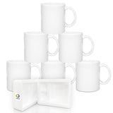 MR.R Set of 6 Sublimation Blanks Dishwasher White Ceramic Coffee Mugs 11oz Blank Ceramic Classic Drinking Cup Mug For Milk Tea Cola Water MR.R