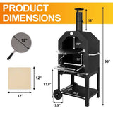 Outdoor Pizza Oven Wood Fired Pizza Oven Patio Portable Pizza Maker Cooking Grill with Wheels Waterproof Cover for Backyard Camping Polar Aurora